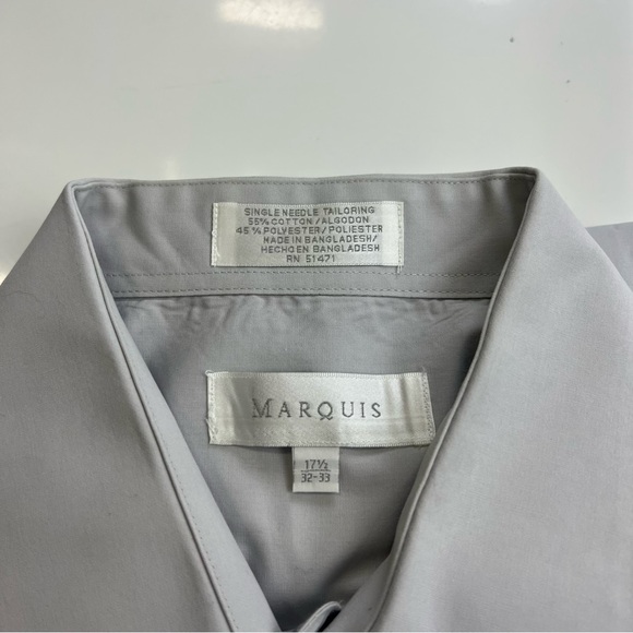 marquise men’a gray button up shirt 17 1/5 m132-32 - Picture 2 of 3